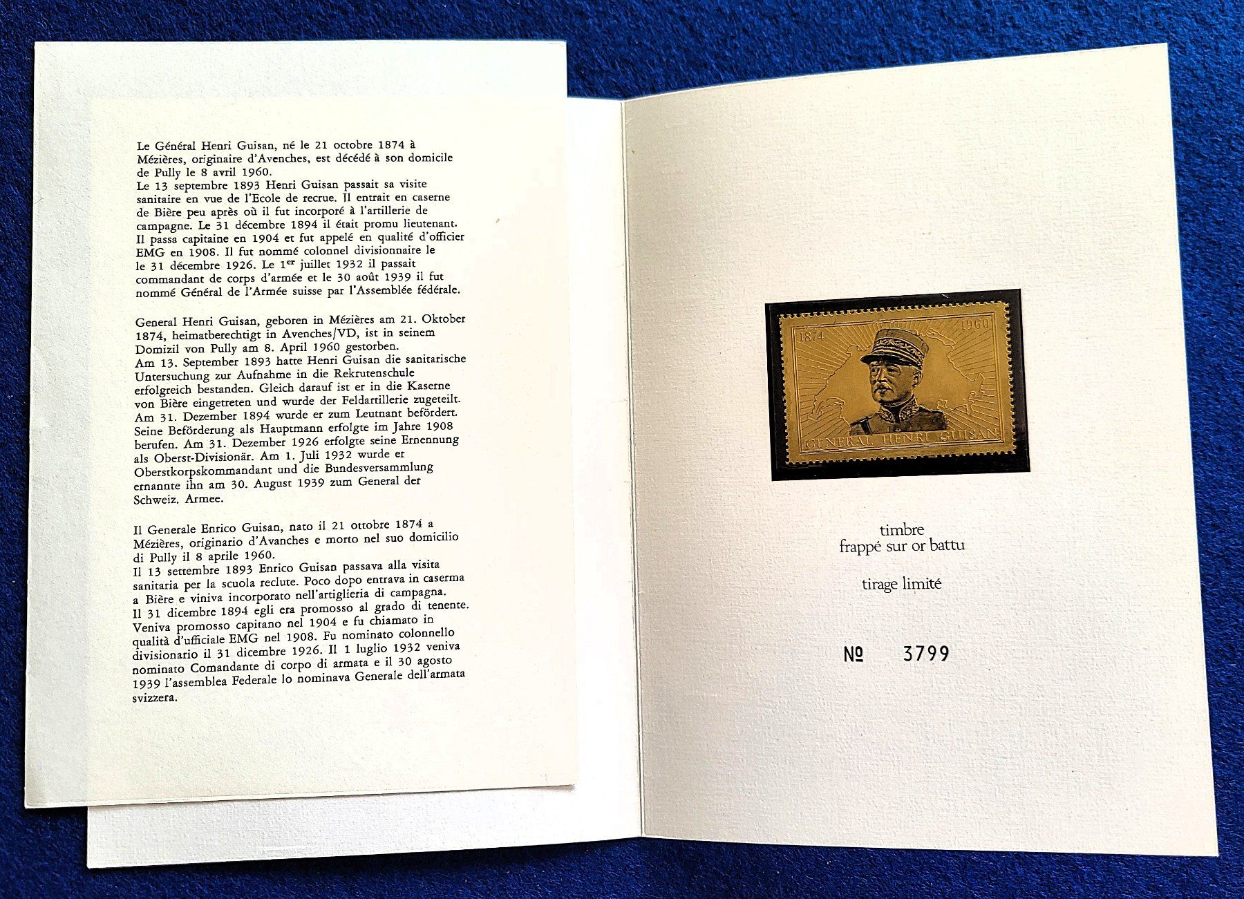 Tous les timbres: Folder General Guisan mit "Gold-Marke" – D'occasion à Gossau ZH par granby 1