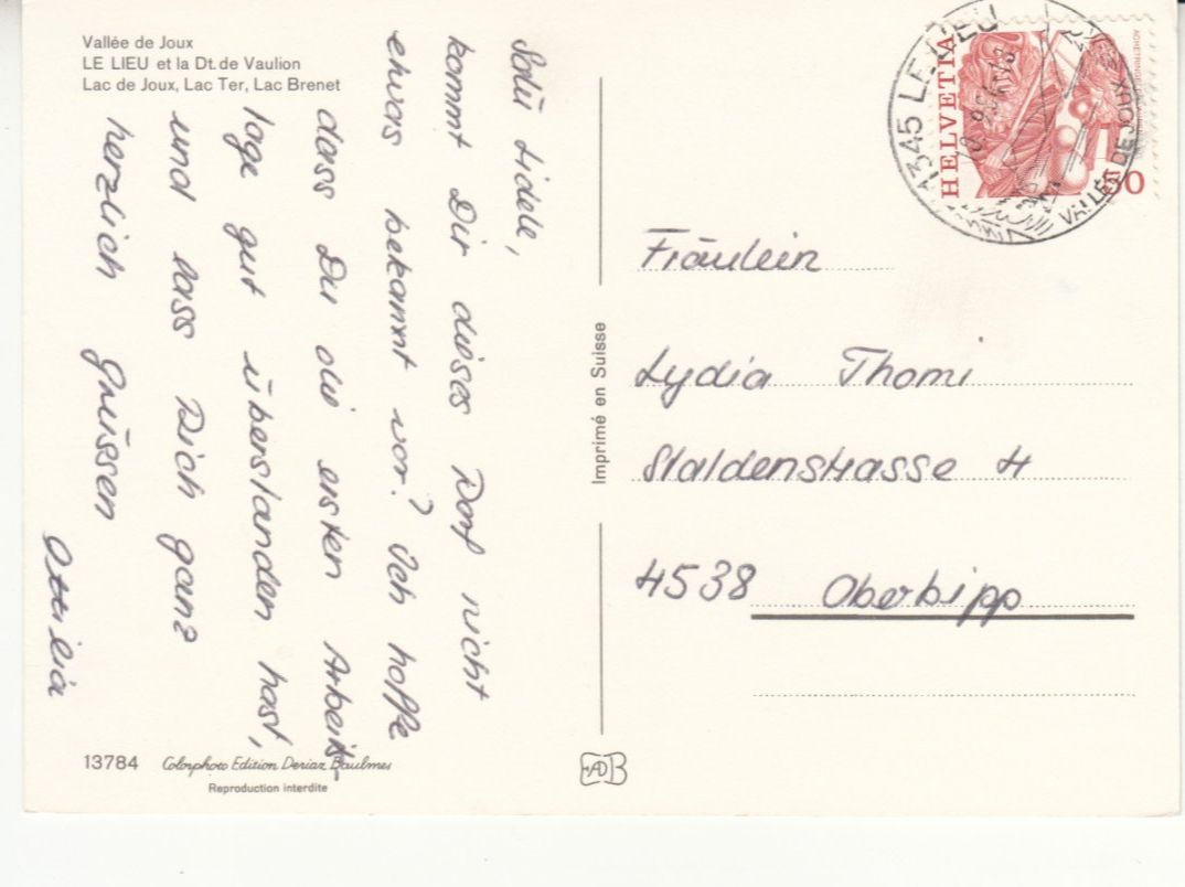 Cartoline postali: Le Lieu 1984 – Usato da Bürglen TG venduto da StampGraf 1