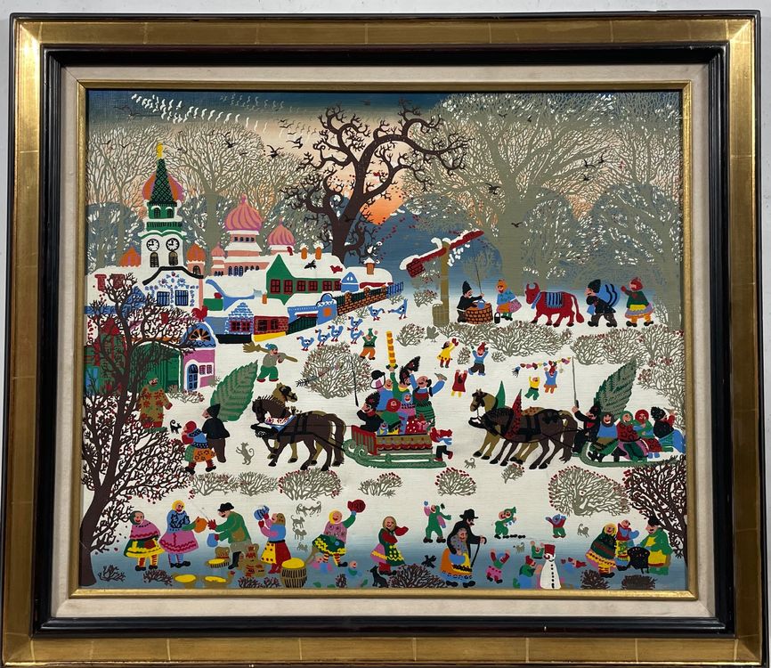 Grosses Naives Gemälde von Winterlicher Szene (Gebraucht) in Root für ...