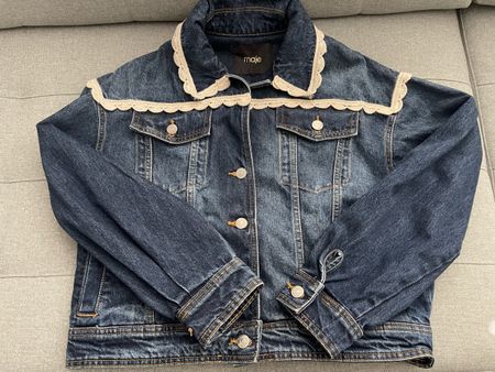 Jeansjacke Maje Häkelbesatz Grösse 40 guter Zustand