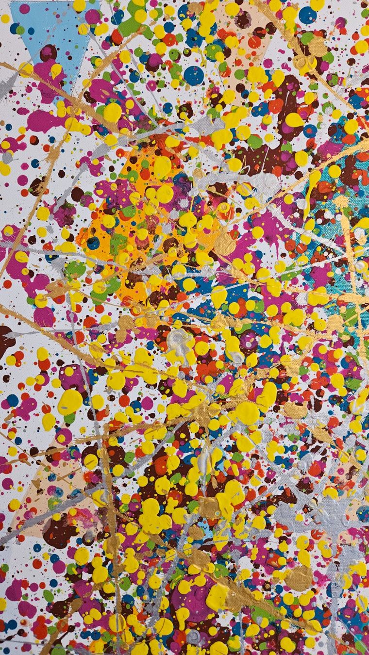 Dipinti: Tableau abstrait multicolore, parfait pour le salon! – Nuovo (secondo la descrizione) da Le Locle venduto da fab_c9hh 3