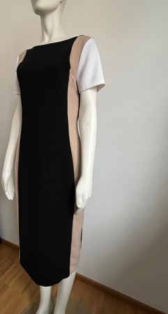 Elegantes, schwarzes Kleid mit Farbblock-Design, Grösse 38