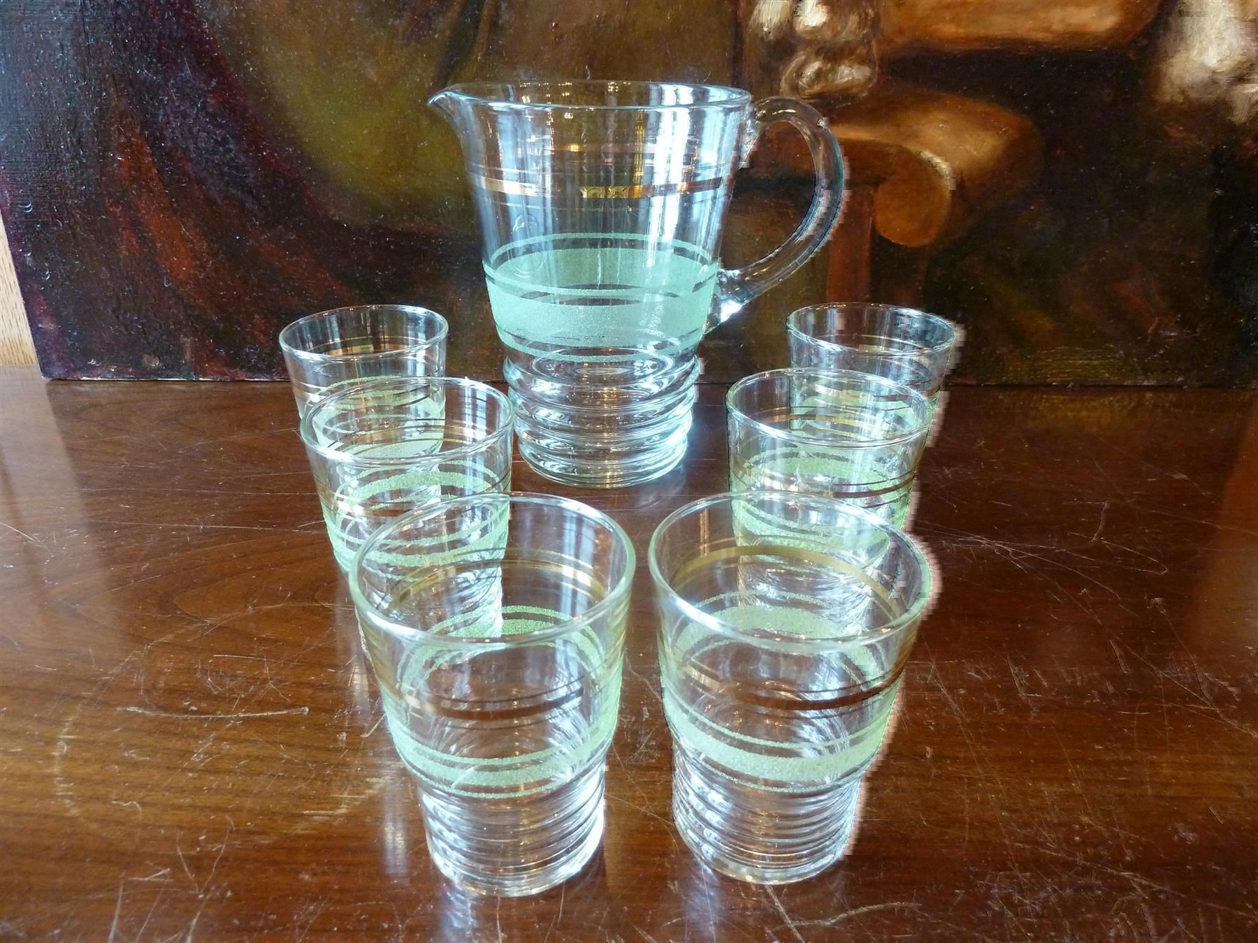 Verres: Glas Kanne mit 6 Becher – D'occasion à Bure par 1319