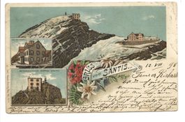 Gruss vom Säntis (AI) Alpstein - Gasthaus - Litho - 1898 !