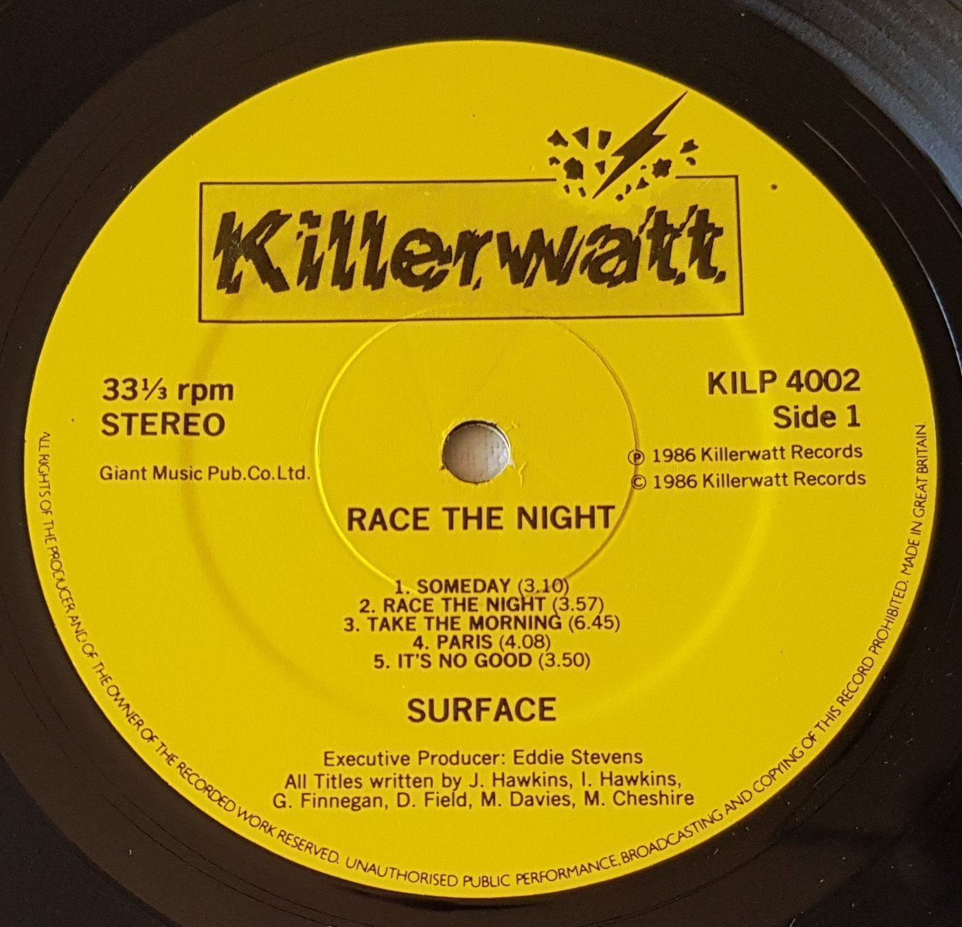 Schallplatten: Surface – Race The Night - LP - 1986 - First Press – Gebraucht aus Uster von Zardodel 4