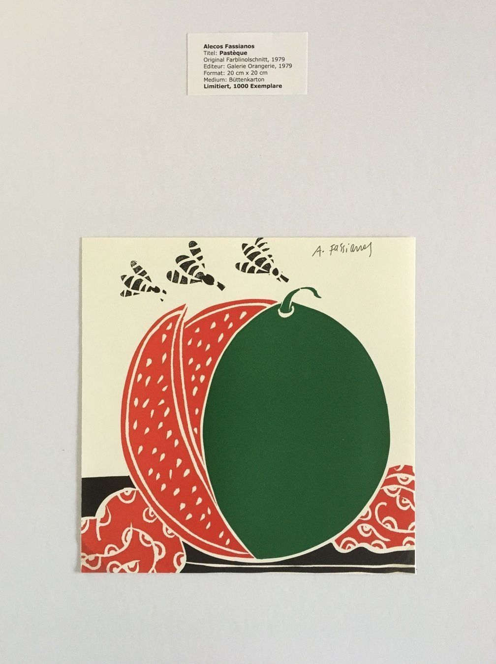 Grafica & Litografie: Alecos Fassianos     "Pastèque"   FARBLINOLSCHNITT – Usato da Nennigkofen venduto da Sommersonnen 1
