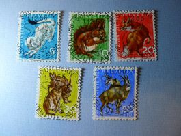 1966 Pro Juventute Wildtiere ET Vollstempel J215-J219