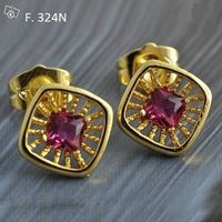 Ohrstecker goldfarben mit pinkem Stein neu