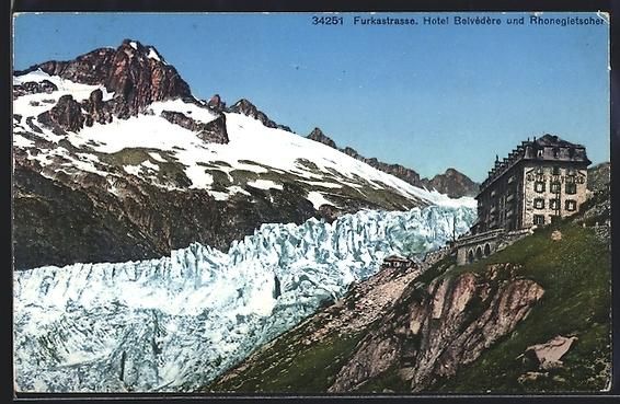 Cartoline postali: Furkastrasse, Ansicht von Rhonegletscher – Usato da Berlin venduto da bartko-reher