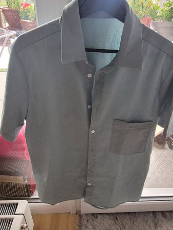 Sommer Herren Hemd Gr. M Türkis Kurzarm Polyester angenehm l