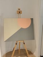 Geometric Modernist Painting—Peach,Grey, Beige 60 cm x 80 cm