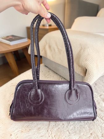 Neue Handtasche mit langem Henkel in Baguette-Kaffee-Braun