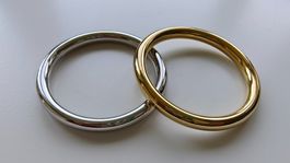 Stainless Steel Set of 2 Bracelets in Silver and Gold Tone