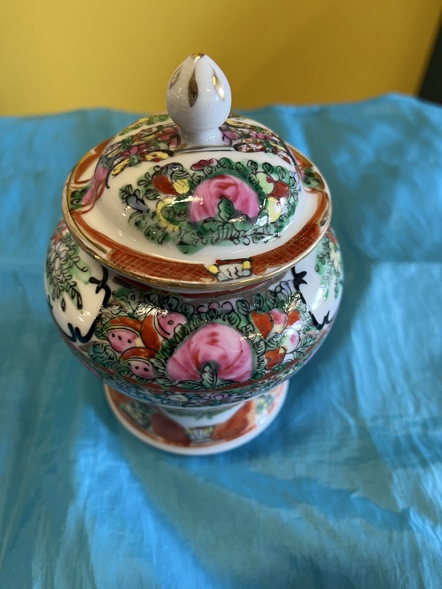 Zuckerdosen: Chinesische Rose Mandarin Zuckerdose mit Deckel antik – Gebraucht aus Strengelbach von RaenAntikDesign 7