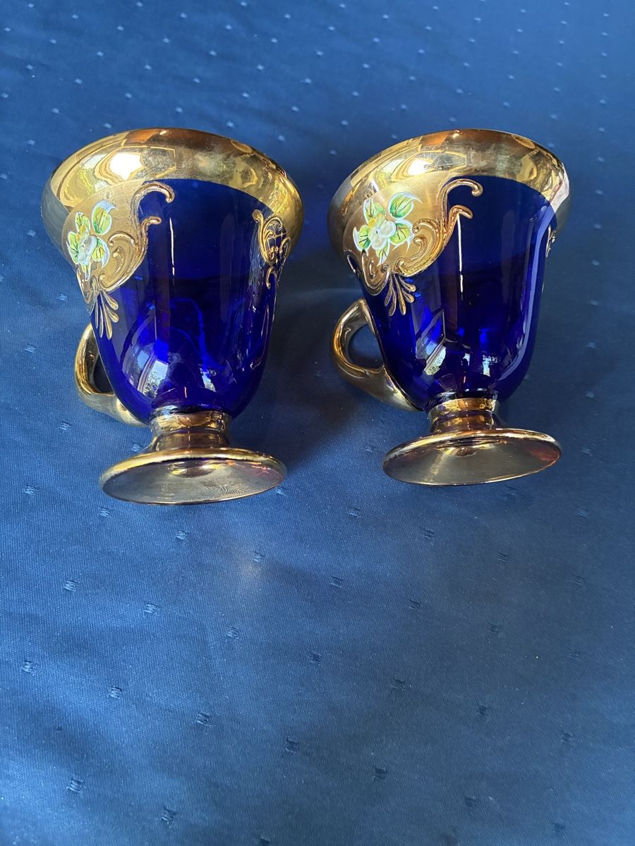 Tazze: Murano - 2 Glastassen mit Untertassen blau – Usato da Dornach venduto da Rosengarten 4