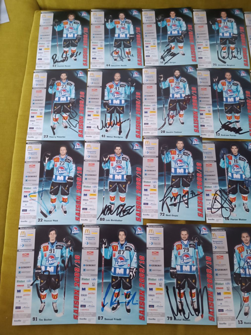 Autografi: 24x Rapperswil-Lakers 2009/2010 - handsigniert – Usato da Menziken venduto da Artographs 1