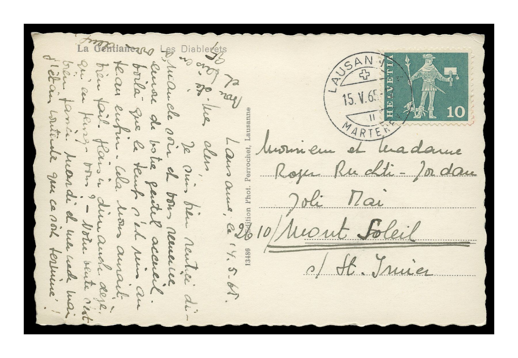 Cartoline postali: LES DIABLERETS -1965 "La Gentiane" – Usato da Onex venduto da Lagorel01 1