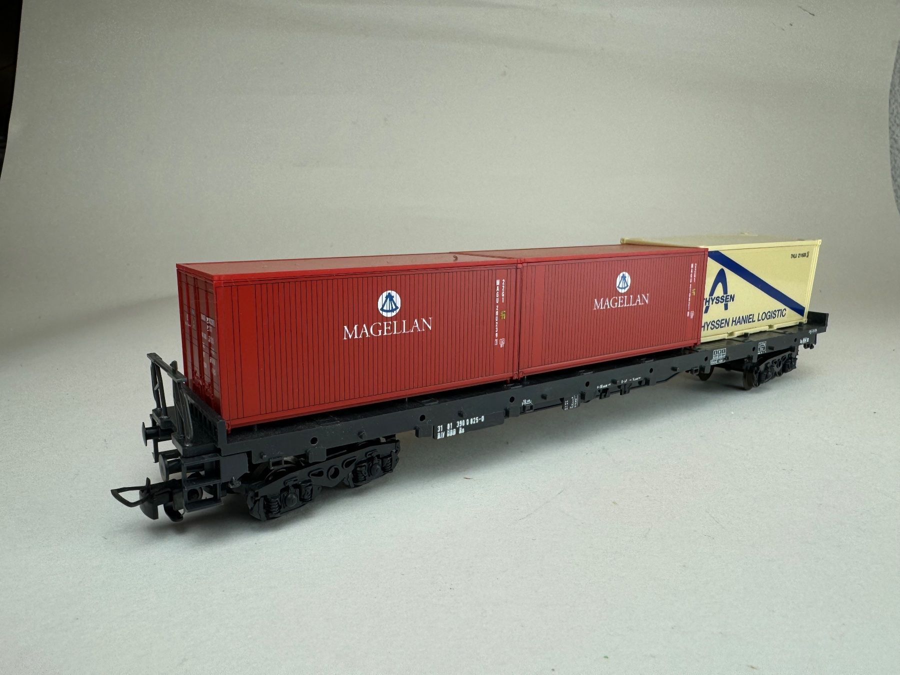 Liliput Modellini di ferrovie: Liliput Containerwagon Tyssen Magellan – Usato da Elm venduto da Wikmtz 1