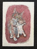 Lithografie / Katzen von FRITZ HUG 1984 / EA    (ID B5802)