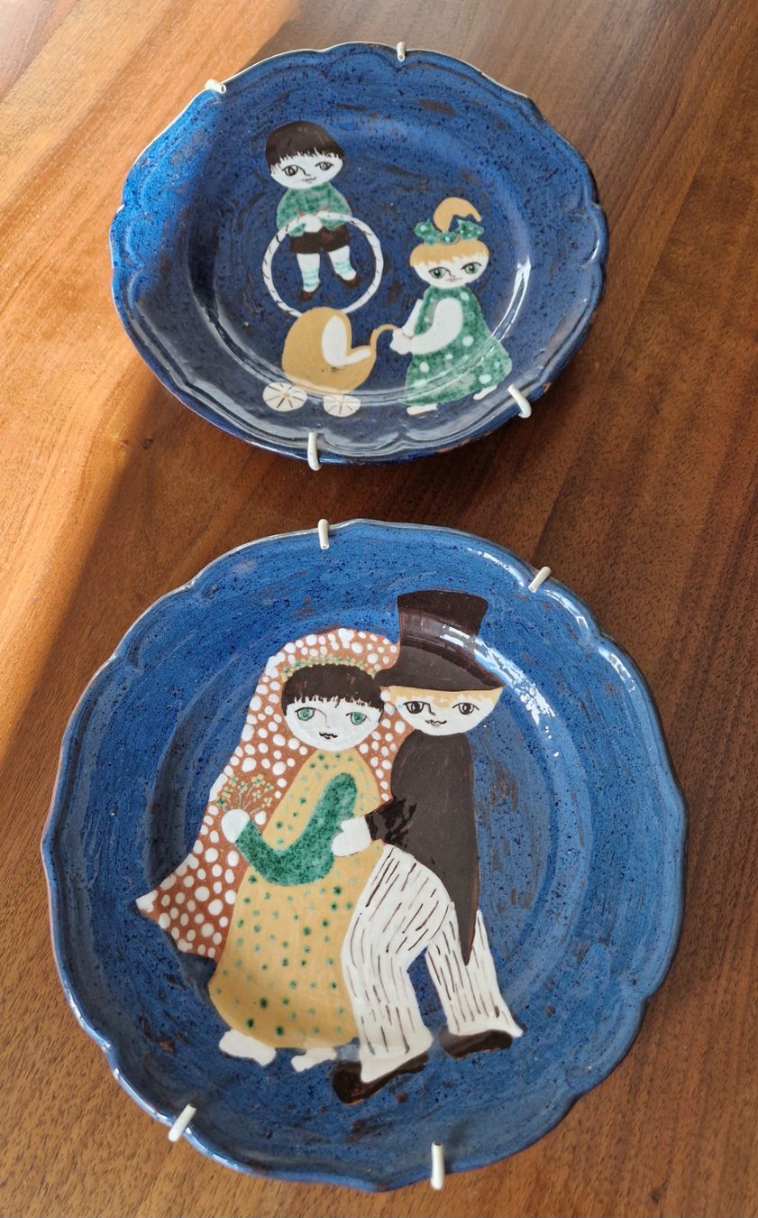 Piatti: 2 Wand Teller Keramik handgemalt – Usato da Bern venduto da Antikbatik 9
