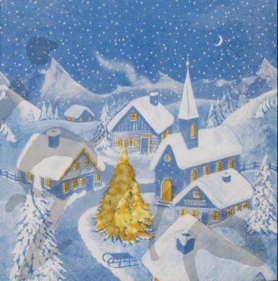 Tovaglioli: Serviette dorf im winter (w3) 2Stk. – Nuovo (secondo la descrizione) da Schlatt TG venduto da kreativ-atelier