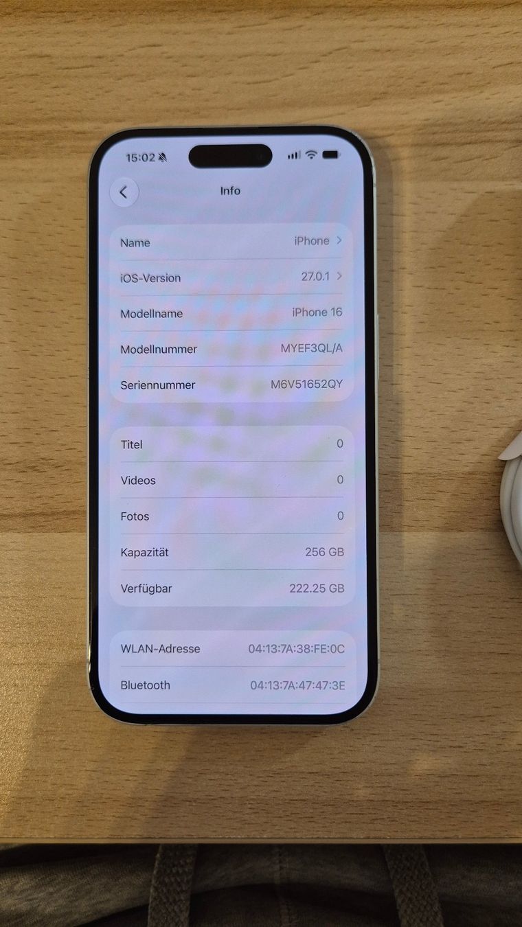 Apple Portables: iPhone 16 256GB White 3038 – D'occasion à Münchenbuchsee par MV_Solutions 2