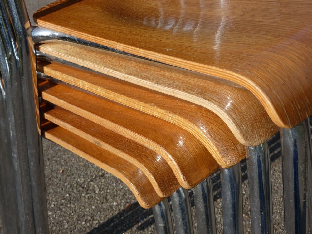 6 Stühle Holzstühle Stapelstühle Seminarstühle stapelbar 7