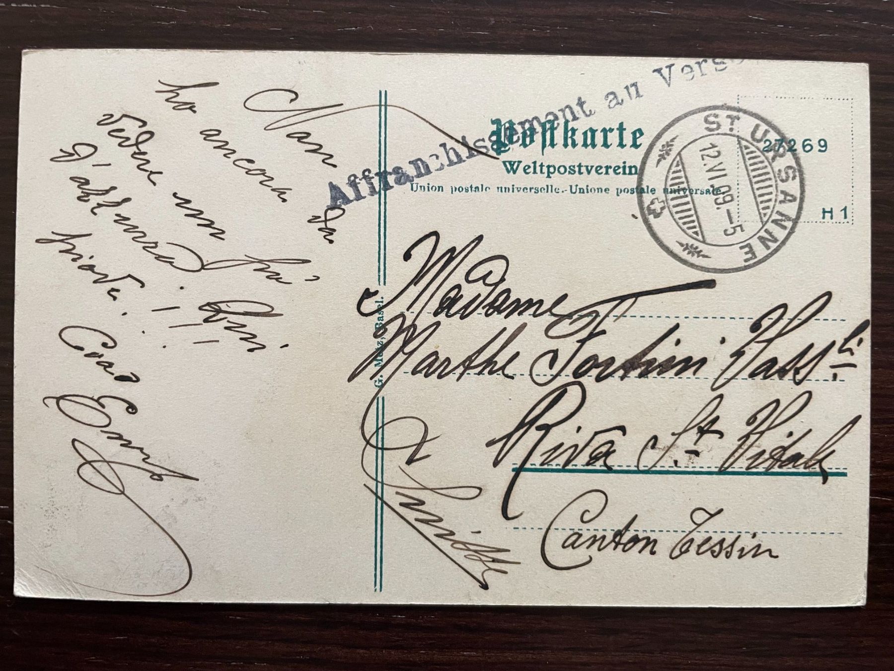 Cartoline postali: PORRENTRUY 1909 – Usato da Wald ZH venduto da TLILEF 1