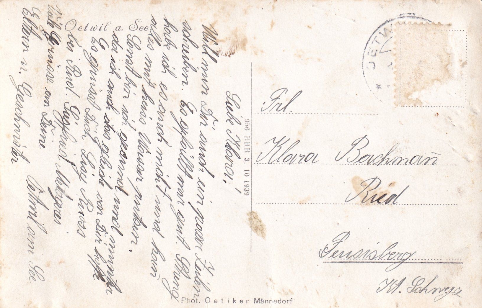 Cartoline postali: Oetwil am See /ay – Usato da Hombrechtikon venduto da Rudolf07 1