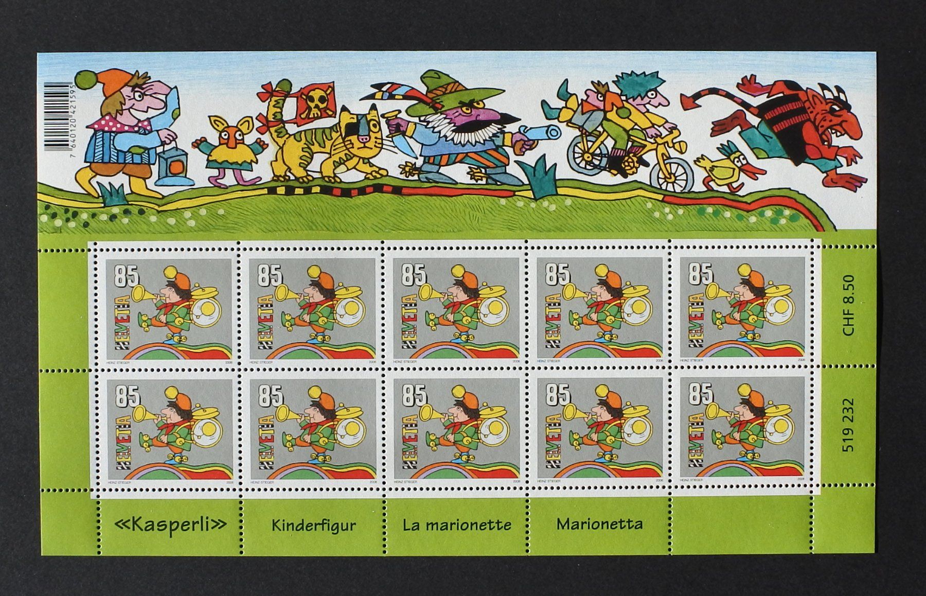 Tutti i francobolli: 2006 Kleinbogen Marionette Kasperli ** – Nuovo (secondo la descrizione) da Lugano venduto da fc2017