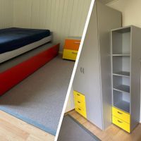 Kinder-/Jugendzimmer: Ausziehbett, Schrank, Regal
