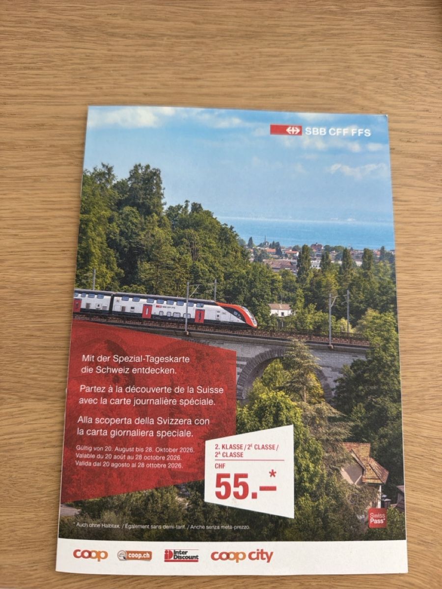 Biglietti: SBB Tageskarte 2nd Class  – Nuovo e nell'imballaggio originale da Horgen venduto da Elizhadz