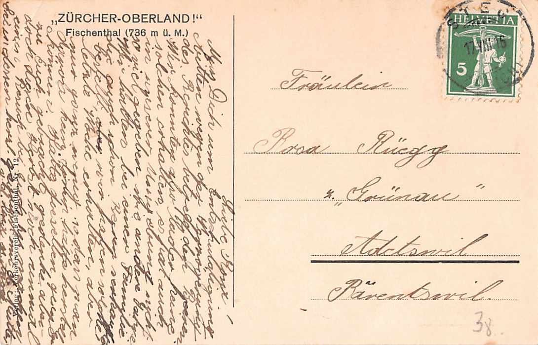 Cartoline postali: Schöne Ansichtskarte Fischenthal ZH Zürich 1916 – Usato da Winterthur venduto da SchatzchischtliWinti 1