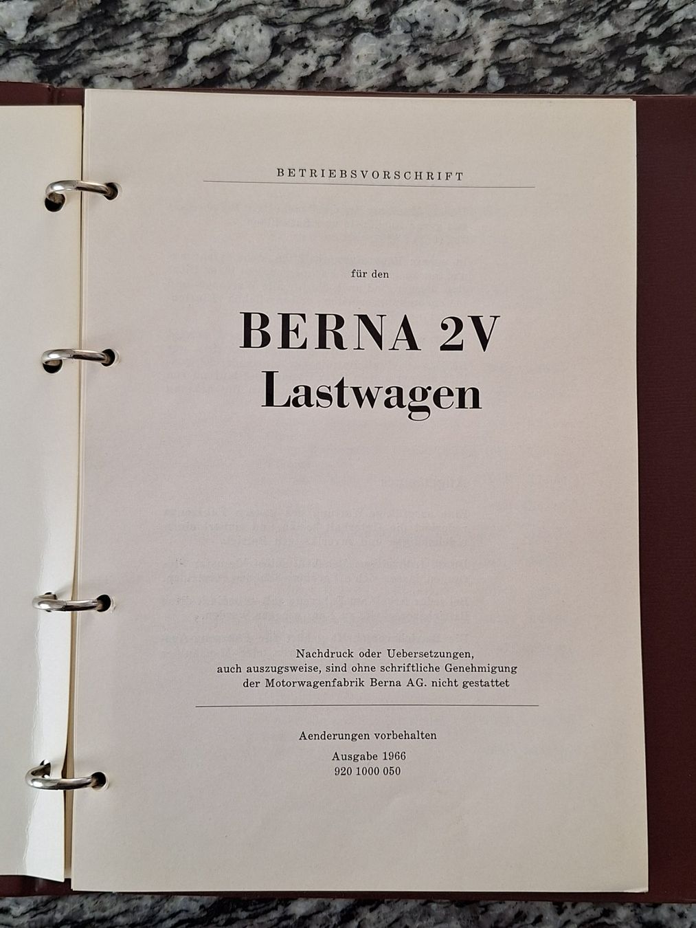 Documenti: Betriebsvorschrift, Berna 2V – Usato da Lohn-Ammannsegg venduto da Beo71 1