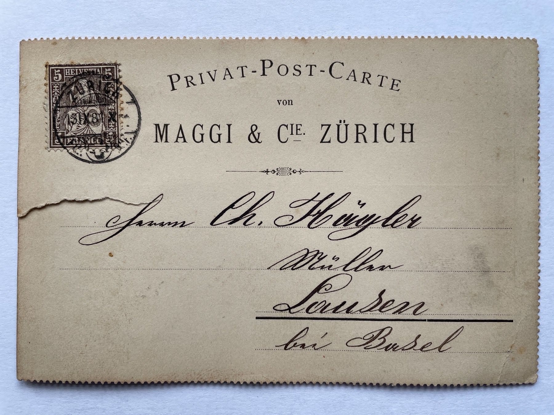 Alle Briefmarken: Antike Briefmarken Schweiz 1881 – Gebraucht aus Adligenswil von Treegarden