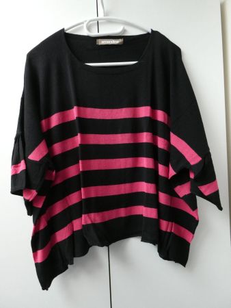T-Shirt Amandine, schwarz-pink, Gr. ca. 46 - 48