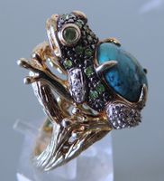 Diopsid Howlith Silber 925 Frosch Fingerring Gr. 55