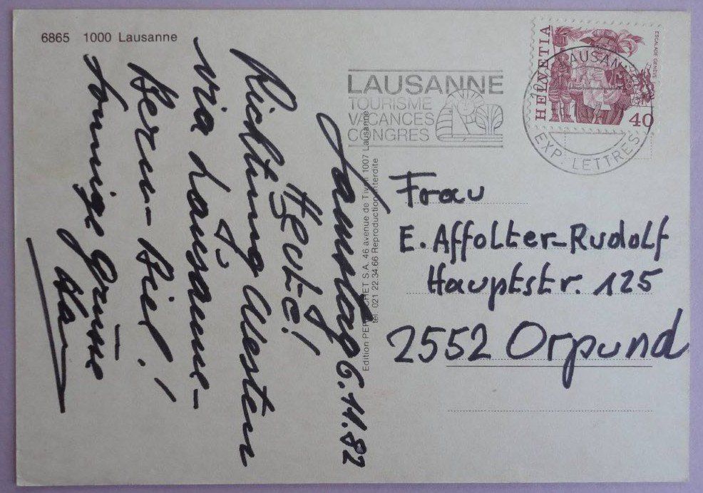 Cartoline postali: Lausanne – Usato da Fétigny venduto da Billy2miny 1