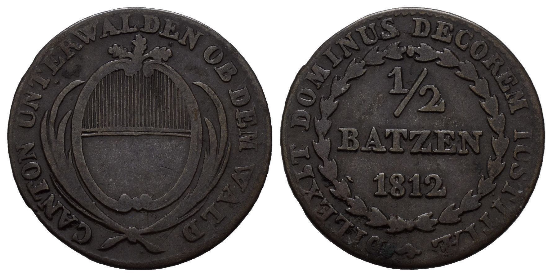 Tutti le monete: Obwalden Halbbatzen 1812,  /192 – Usato da Trimbach venduto da Solothurn1