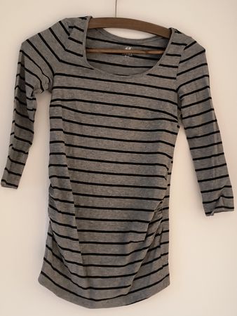 H&M Umstandsshirt Gr. XS, grau gestreift