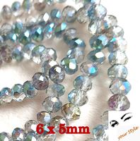 25x facettierte Kristall-Rondellen 6mm crystal/multicolor Lü