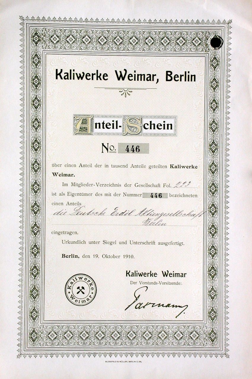 Documents: Kaliwerke Weimar, Berlin - 1910 – D'occasion à Solothurn par Sgasche