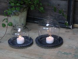 Chic Antique Kirchen-Laterne mit Platte und Schliff im Glas