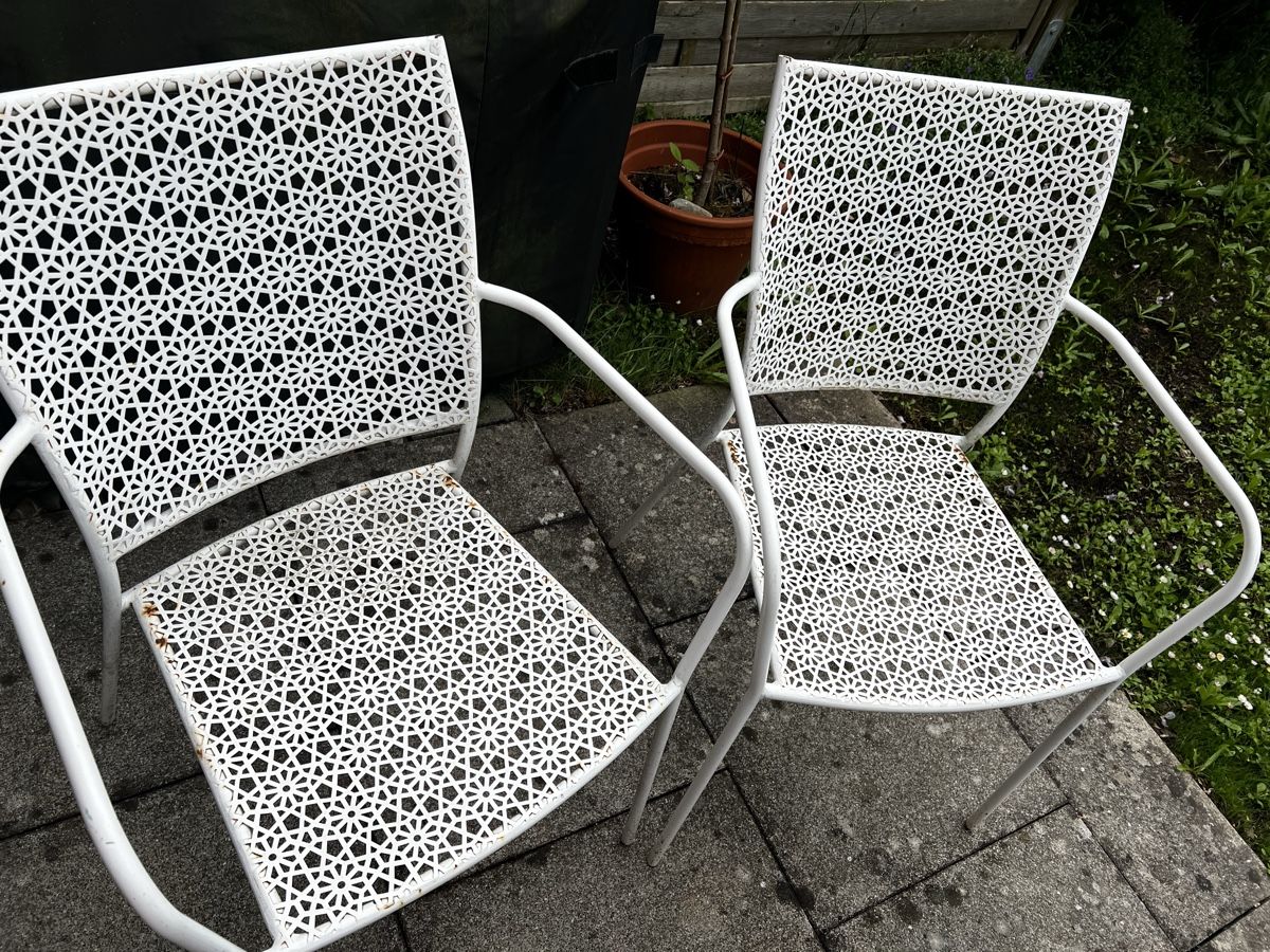 Sedie: 2 Gartenstühle Weiss Metall  – Usato da Bottighofen venduto da fritz-81
