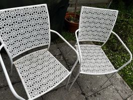2 Gartenstühle Weiss Metall 