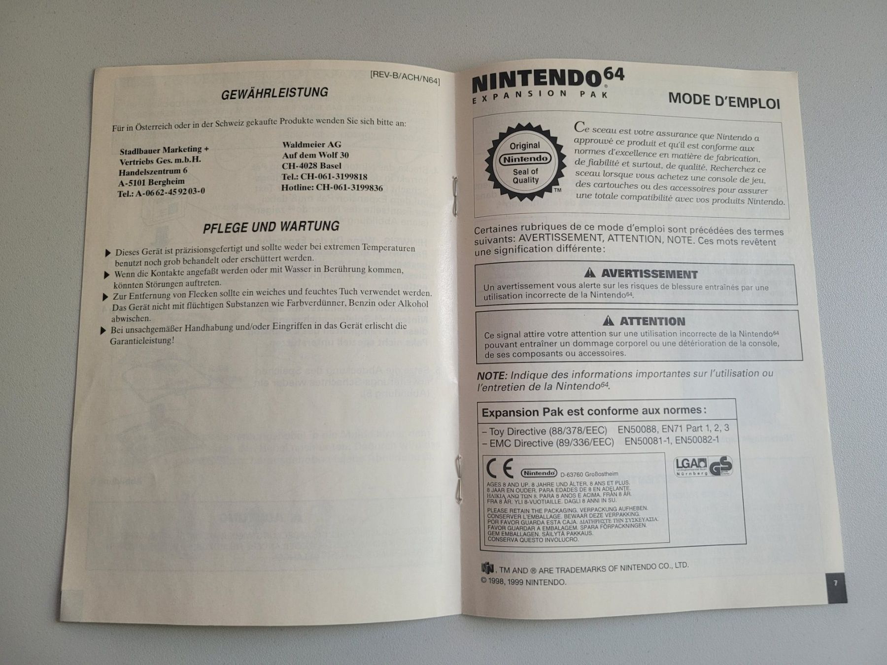 Spiele: Bedienungsanleitung / Expansion Pak N64 – Gebraucht aus Uezwil von -Retrogames- 1