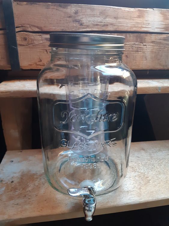 Kingrol Glas Getränkespender 3,5 L – Mit Zapfhahn & Deckel, Breite Öffnung, Für Party & Picknick