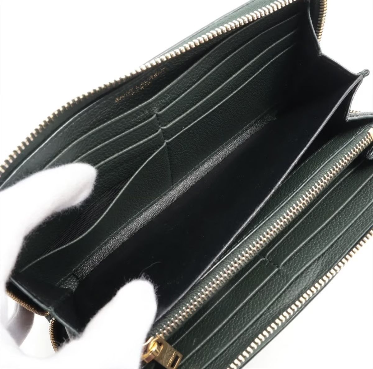 Saint Laurent Portamonete: Saint Laurent Paris Leather Wallet Green - Gratis Versand – Nuovo (secondo la descrizione) da Flawil venduto da HeritageAtelier 5