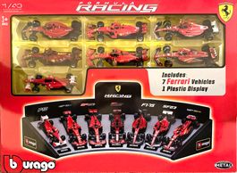 Bburago 7 x F1 Ferrari Set im Maßstab 1/43 mit Ständer neu
