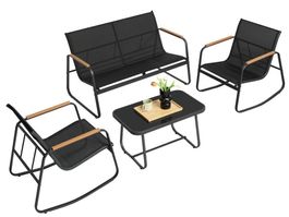 Gartenmöbel Set Schaukelstühle Tisch Schwarz Balkon FIORA